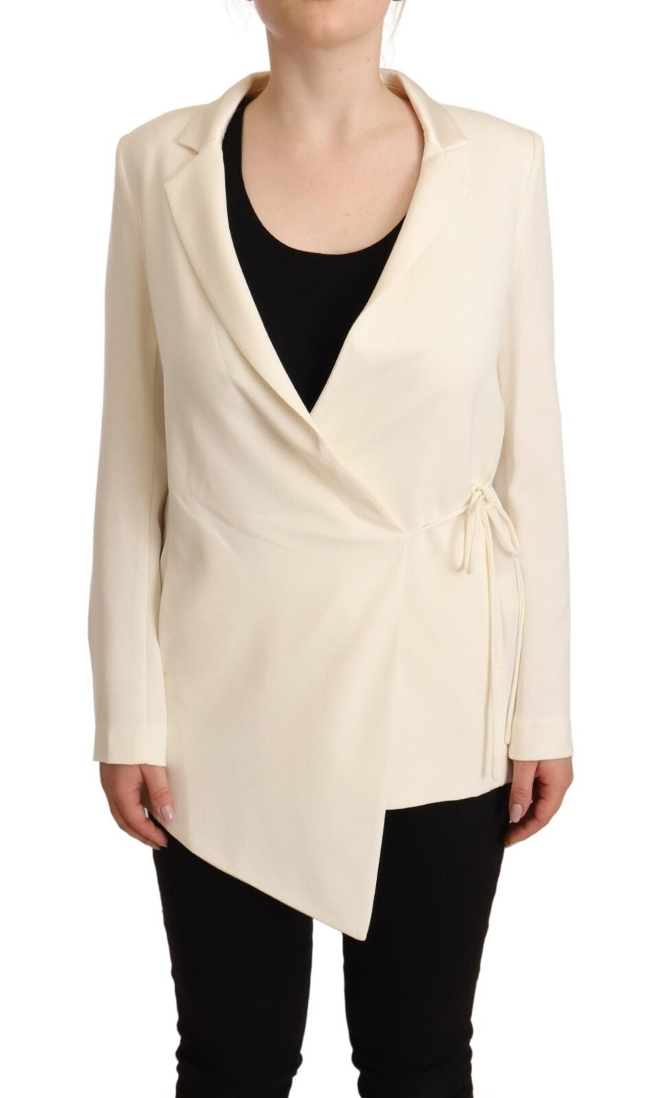 Patrizia Pepe Wickel-Blazer aus Viskose in Off-White mit langen Ärmeln