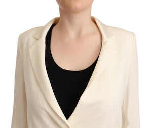 Patrizia Pepe Wickel-Blazer aus Viskose in Off-White mit langen Ärmeln