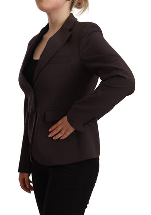 F.IT Brauner Damen-Blazer mit langen Ärmeln und Einreiher