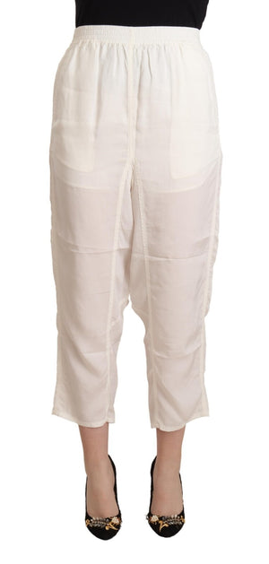 Maison Margiela Weiße High Waist Cropped Damen Hose