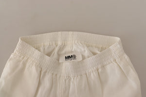 Maison Margiela Weiße High Waist Cropped Damen Hose
