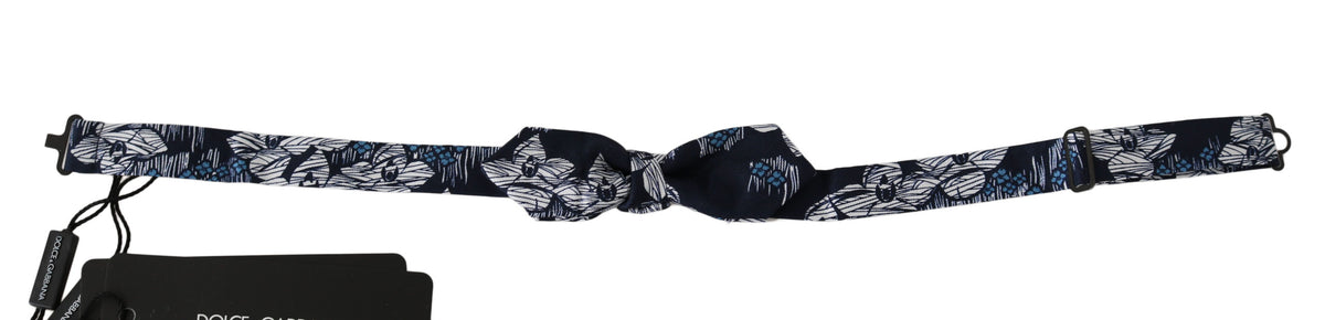 Dolce & Gabbana Marineblaue florale schlanke verstellbare Hals Papillon Männer Fliege