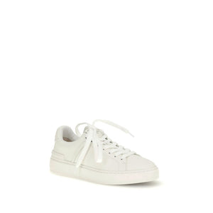 Balmain Weiße Low-Top-Sneaker aus Kalbsleder Bos Taurus