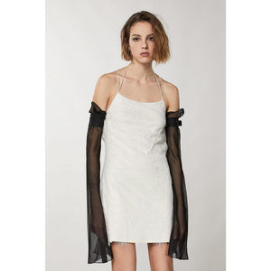 Patrizia Pepe Silbernes Cocktailkleid aus Nylon