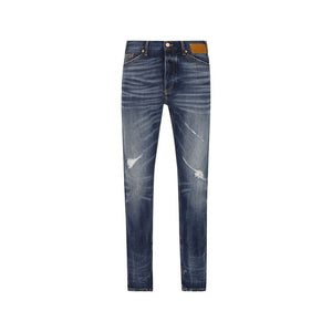 Palm Angels Blaue Jeans aus Baumwolle im geraden Schnitt