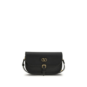 Valentino Garavani Schwarze Bos Taurus Kalbsleder Schultertasche