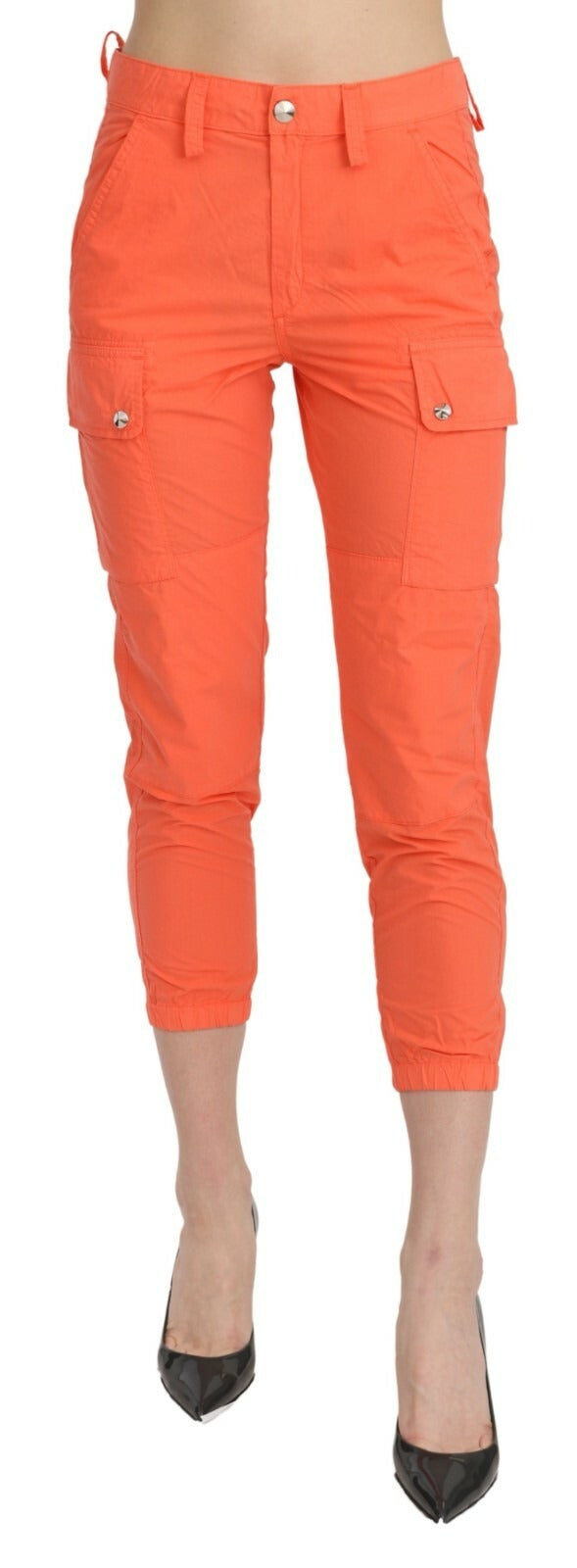 CYCLE Baumwollhose Orange High Waist Skinny Cropped