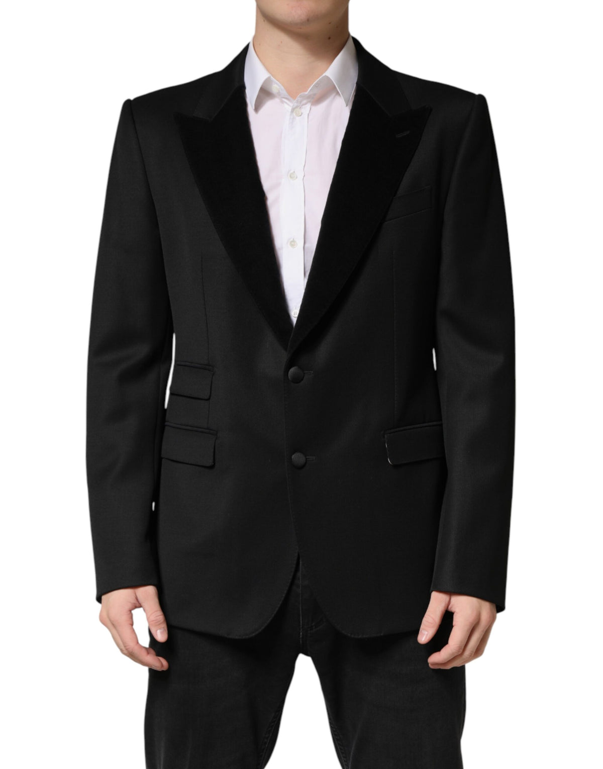 Dolce & Gabbana Schwarzer Woll-Sakko mit Einreiher