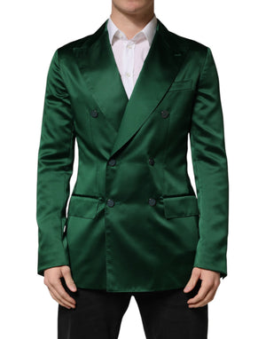 Dolce & Gabbana Grüner Satin Zweireiher-Blazer