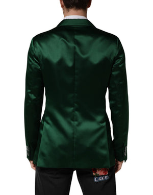 Dolce & Gabbana Grüner Satin Zweireiher-Blazer