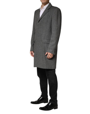Dolce & Gabbana Grauer einreihiger Herren-Trenchcoat