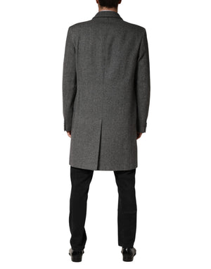 Dolce & Gabbana Grauer einreihiger Herren-Trenchcoat