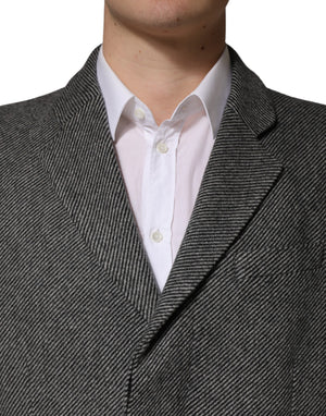Dolce & Gabbana Grauer einreihiger Herren-Trenchcoat