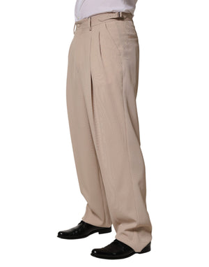 Dolce & Gabbana Beige Stretch Straight Herren Anzughose