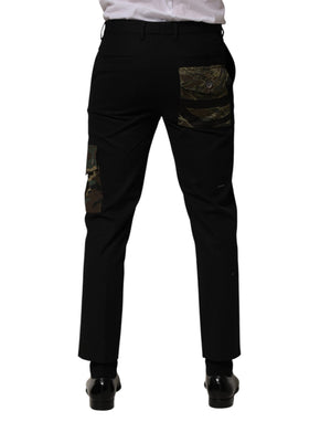 Dolce & Gabbana Schwarze Baumwoll-Skinny-Hose im Cargo-Stil