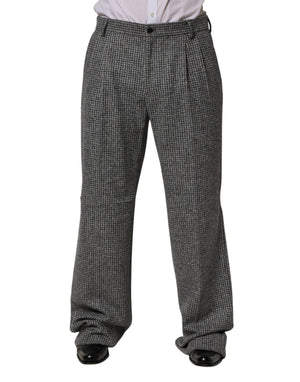 Dolce & Gabbana Graue Hahnentritt-Hose mit geradem Bein