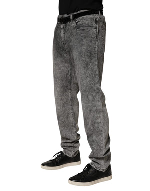 Dolce & Gabbana Graue Baumwoll-Jeans mit geradem Bein