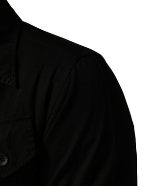 Dolce & Gabbana Schwarzes Baumwollhemd mit Kragen für Herren, Button-Down