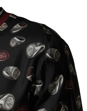 Dolce & Gabbana Schwarzer Sweatshirt mit Ring-Print Rundhalsausschnitt Pullover