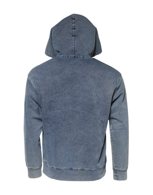 Dolce & Gabbana Blauer Baumwoll-Kapuzenpullover mit Logo