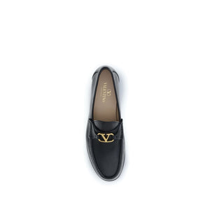 Valentino Garavani Schwarze "Bos Taurus" Kalbsleder Loafer zum Hineinschlüpfen