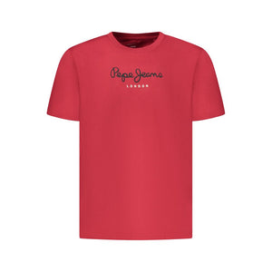 Pepe Jeans Rotes Baumwoll-T-Shirt für Herren