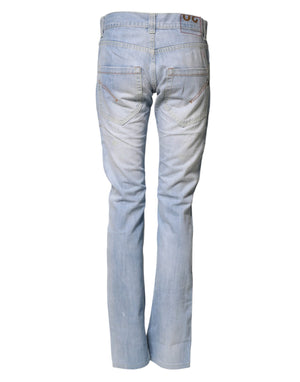 Dondup Hellblaue Straight-Leg Jeans aus Baumwoll-Stretch