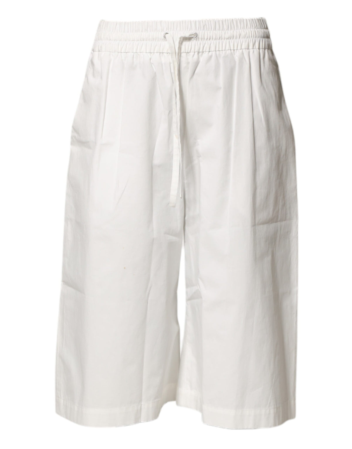 MSGM Weiße Baumwoll-Bermudashorts mit hoher Taille und weitem Bein