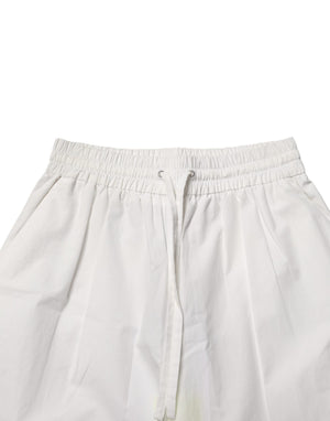 MSGM Weiße Baumwoll-Bermudashorts mit hoher Taille und weitem Bein