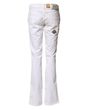 Roy Roger's Weiße Low-Waist Bootcut Schlagjeans