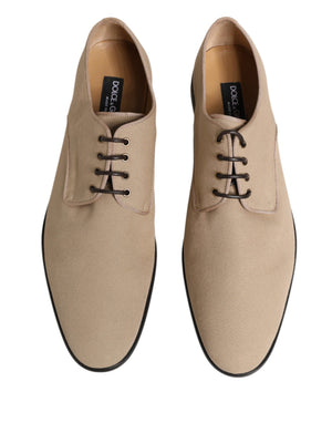 Dolce & Gabbana Beige Canvas Derby Schnürschuhe für Herren