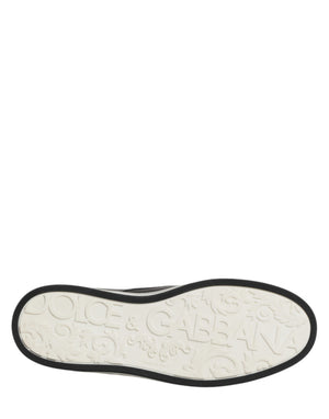 Dolce & Gabbana Schwarze Leder Signature Figures Sneaker Schuhe