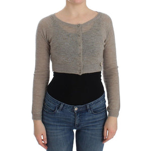 Ermanno Scervino Beige Alpaka-Leder Cardigan