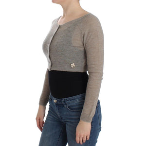 Ermanno Scervino Beige Alpaka-Leder Cardigan