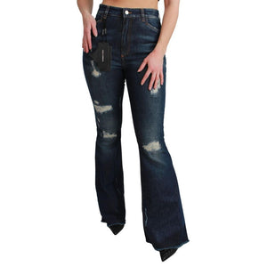 Dolce & Gabbana Blaue Baumwoll-Jeans mit ausgestelltem Bein
