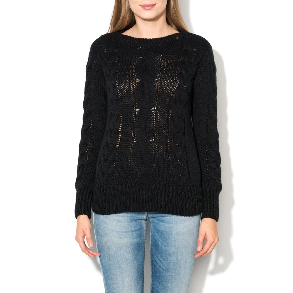 Gas Schwarzer Wollpullover