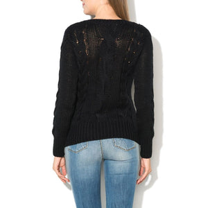 Gas Schwarzer Wollpullover