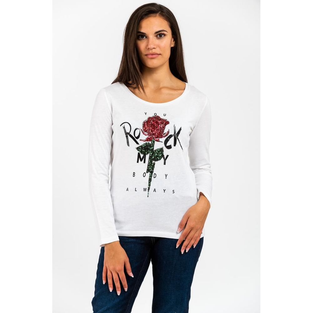 Gas Weißes Langarm-T-Shirt aus Baumwolle