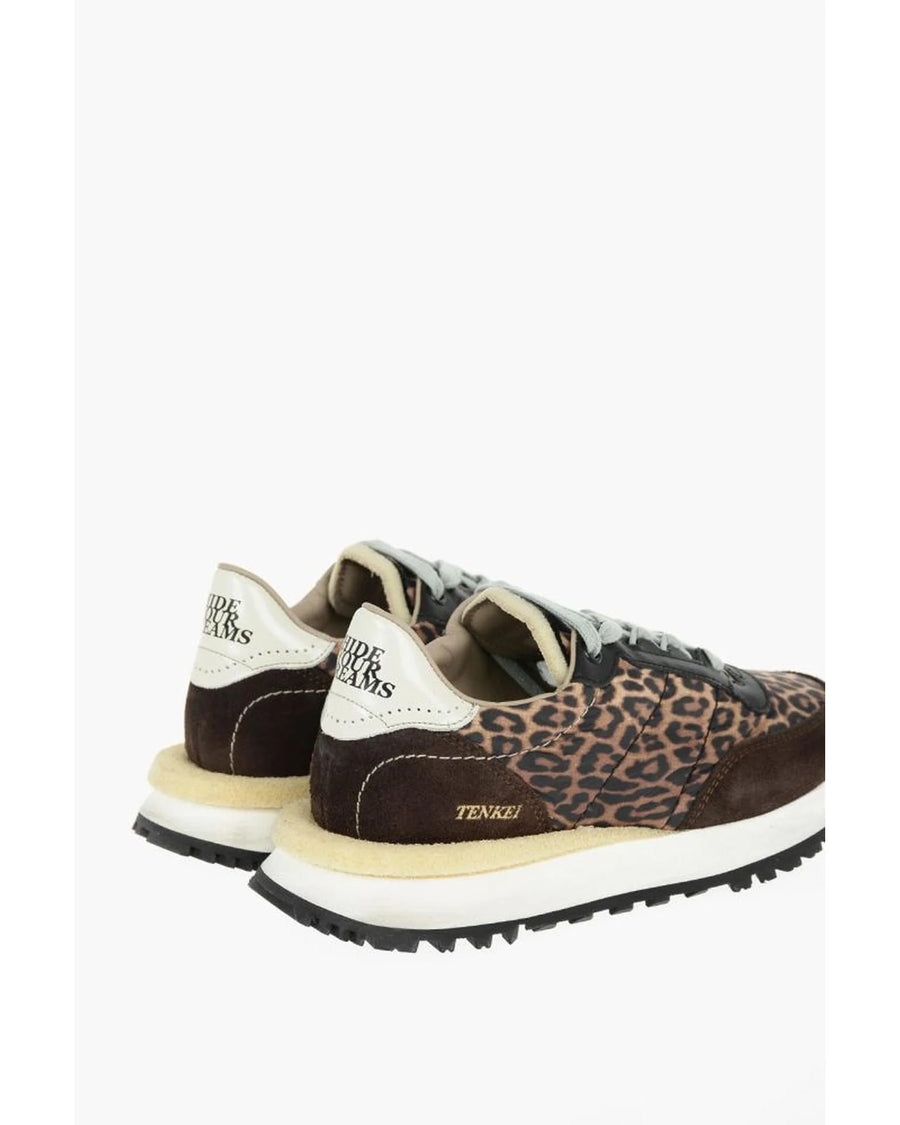 Hidnander Braune Leder-Sneakers mit niedrigem Schaft