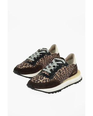 Hidnander Braune Leder-Sneakers mit niedrigem Schaft