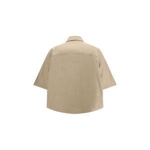 Brunello Cucinelli Beige Baumwoll-Shirt mit kurzen Ärmeln
