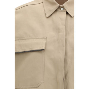 Brunello Cucinelli Beige Baumwoll-Shirt mit kurzen Ärmeln