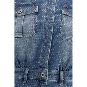 Self-Portrait Blauer Baumwoll-Jumpsuit