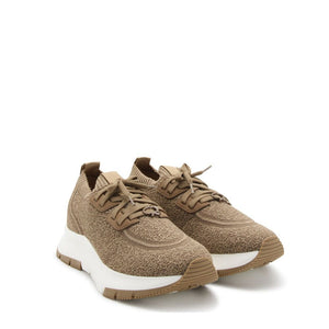 Gianvito Rossi Braune Stoff-Sneaker
