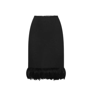 Saint Laurent Schwarzer Seiden-Midirock