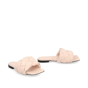 Bottega Veneta Mehrfarbige flache Ledersandalen