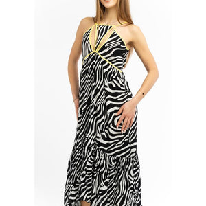 Patrizia Pepe Schwarzes Viskose-Freizeitkleid