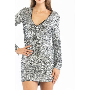 Patrizia Pepe Silbernes Cocktailkleid aus Polyester