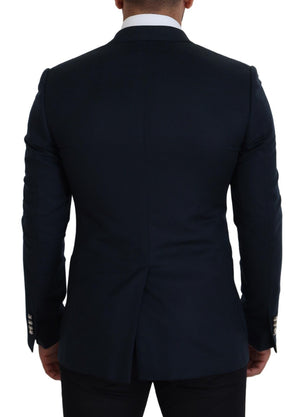 Dolce & Gabbana Blauer Zweireihiger Formaler Mantel-Blazer