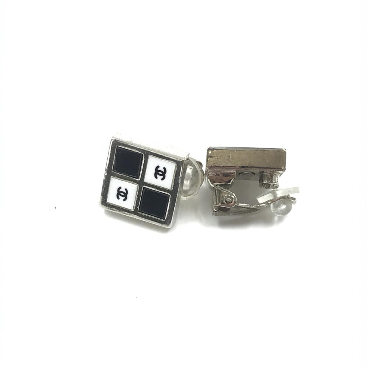 Chanel Coco Mark Ohrringe Schwarz/Weiß/Silber